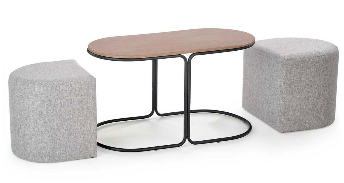 COUCHTISCH Pampa Nussbaum / schwarz / aschgrau 88 / 43 / 49cm - Walnussfarben/Schwarz, Holz/Holzwerkstoff (43/88/49cm) - Feldmann-Wohnen