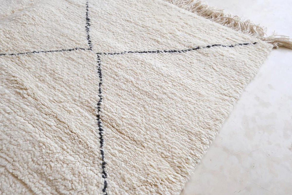 BERBERTEPPICH aus Marokko aus reiner Wolle 250x 350 cm - Weiß, Naturmaterialien (250/350cm) - AFK Living