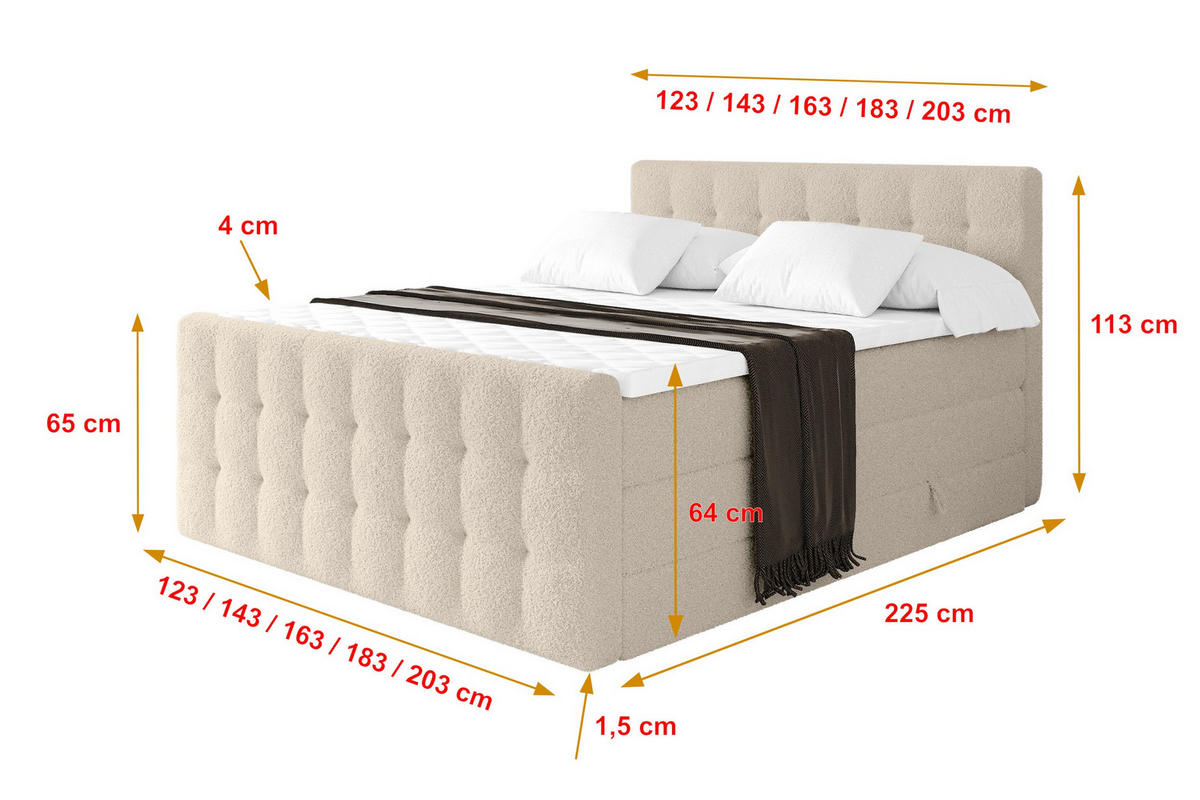 BOXSPRINGOVÁ POSTEL s matrací H3/H4 - IGAN-Z KING - 120x200 cm Tmavě béžová - kapučínová, kompozitní dřevo (123/200cm) - ALTDECOR