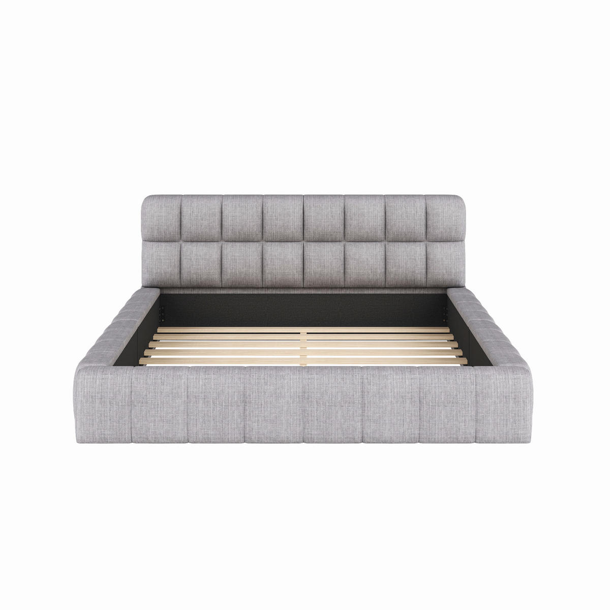 POLSTERBETT 140/200 cm grau mit Rückenlehne und stabilem Lattenrost - Grau, Textil (140/200cm) - OKWISH