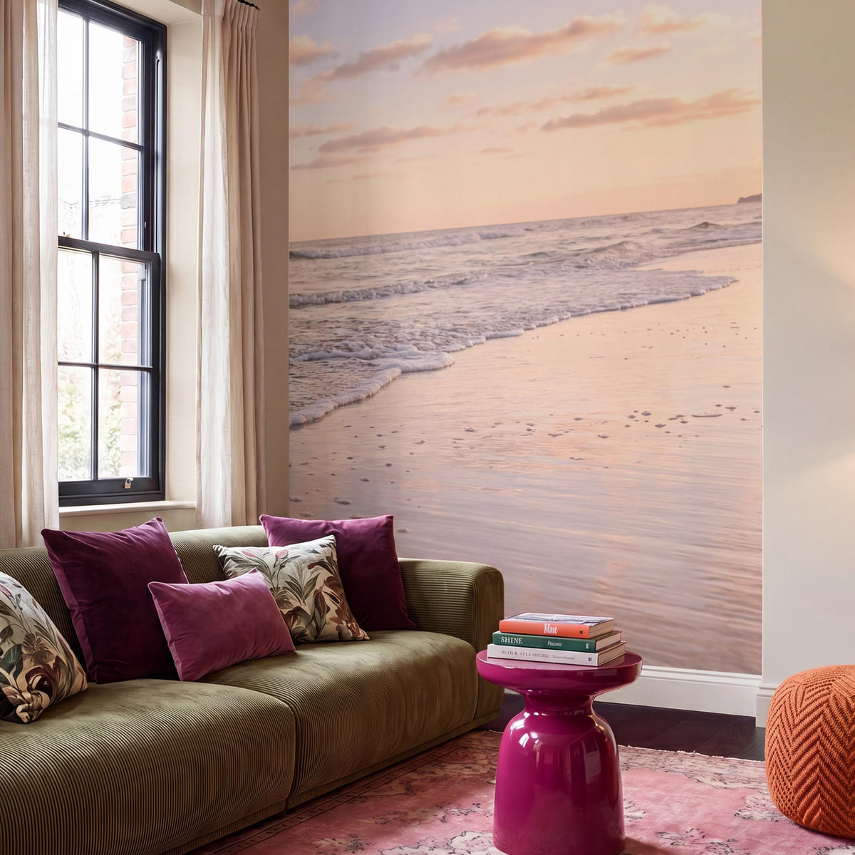 TAPETE - Strand - Brandung - Wolken - 200x280 cm - Hellrosa, Papier (200/280cm) - OnlyWow