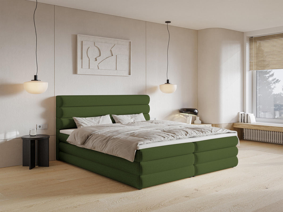 BOXBETT Alegre Olivgrün Chenille 140/200 cm - Schwarz/Olivgrün, Kunststoff/Textil (140/200cm) - Selsey