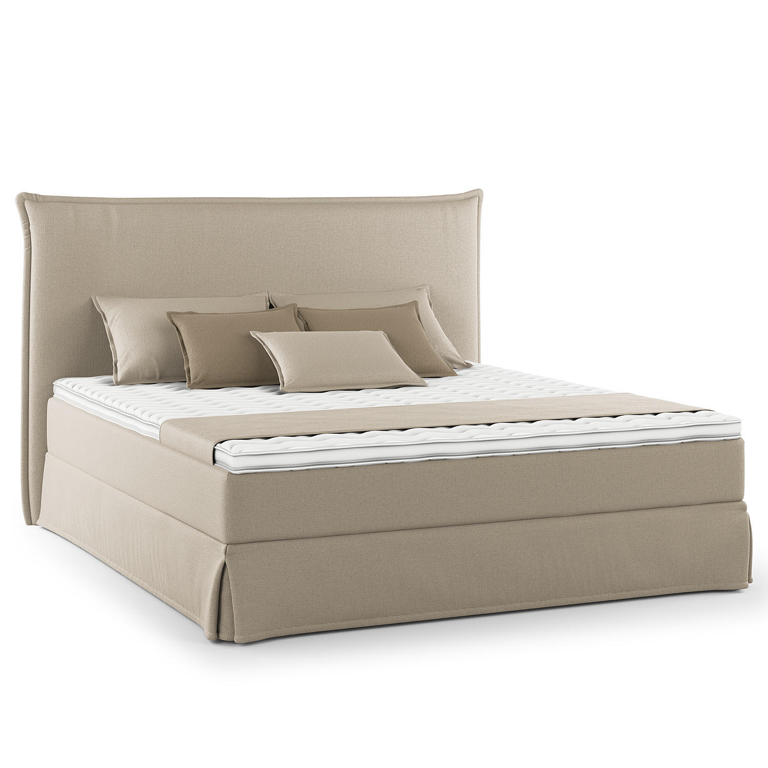 BOXSPRINGBETT mit Husse - Beige, Textil (180/200cm) - home24