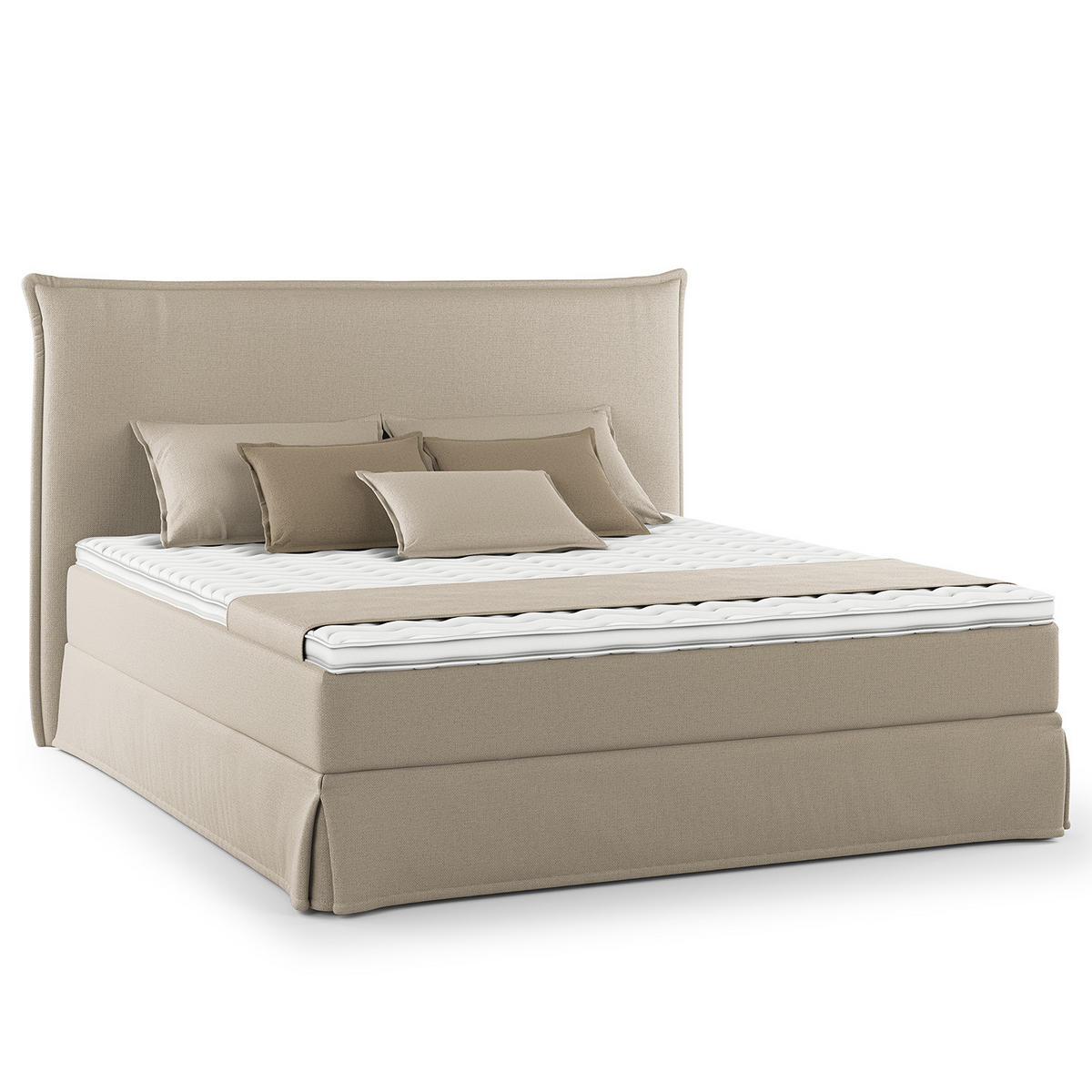 BOXSPRINGBETT mit Husse - Beige, Textil (180/200cm) - home24