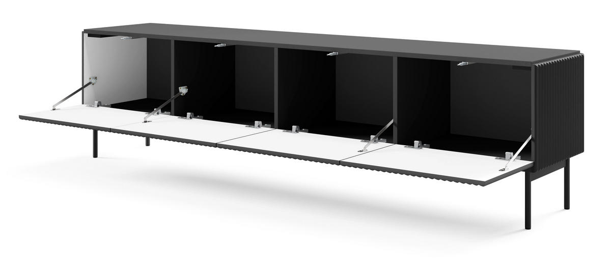 TV-BOARD 195 cm Galiano mit 4 Türen, Schwarz - Schwarz, Holz (195/51/40cm) - Emporius