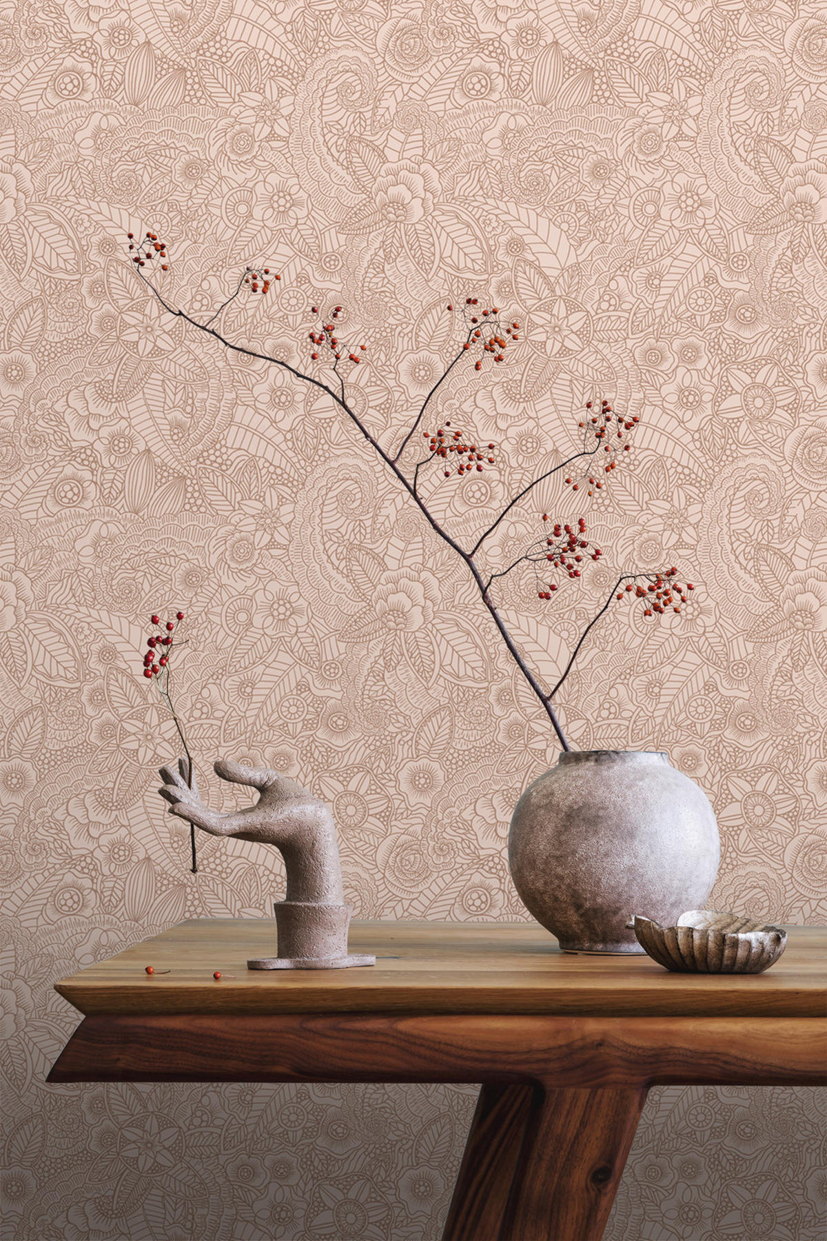 TAPETE Blumenzeichnungen 53 cm x 10.05 m - Pink, Papier (53/1000cm) - ESTAhome