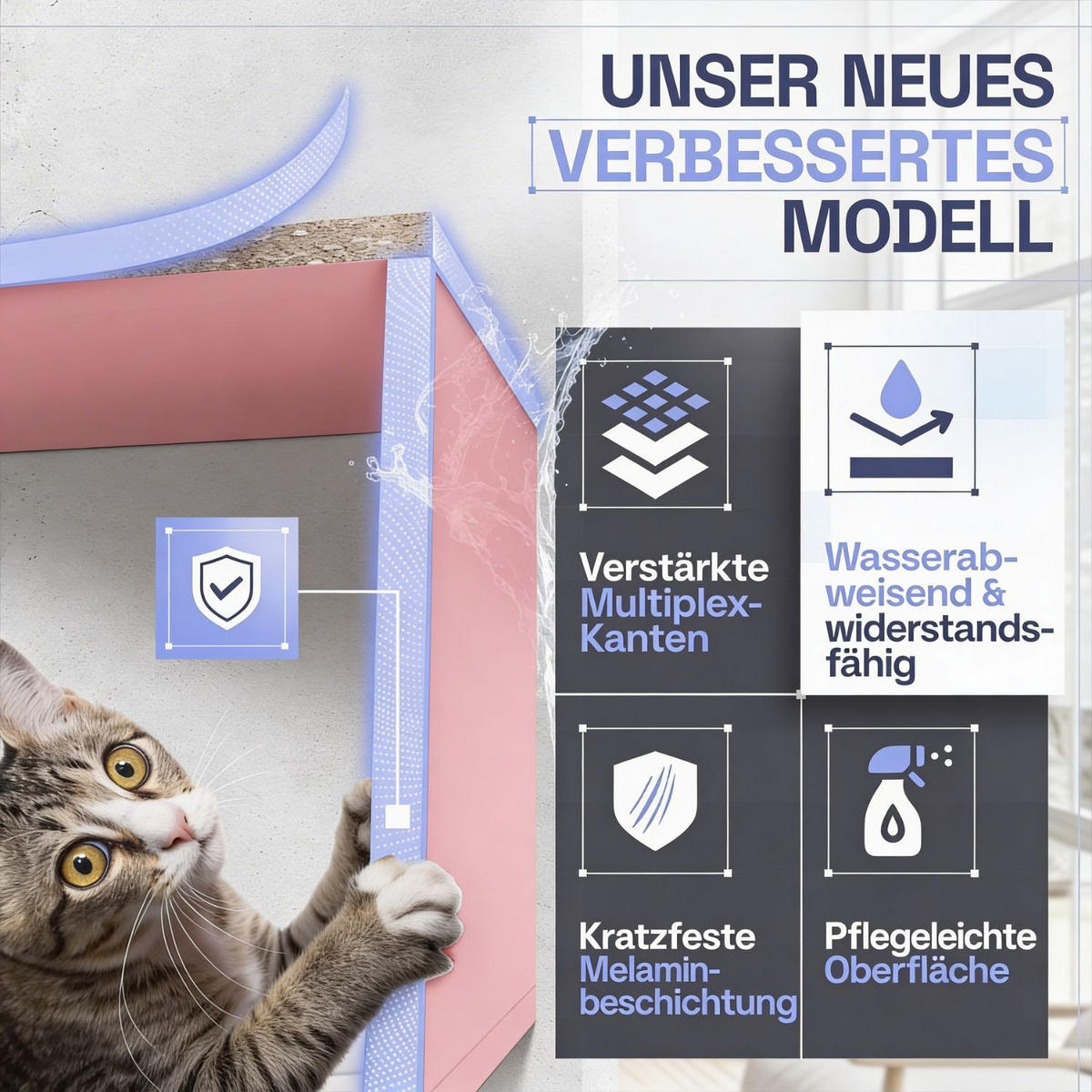 SCHWEBEREGAL KARO Rosa - Rosa, Holzwerkstoff (20/59/104cm) - Mein-Regal