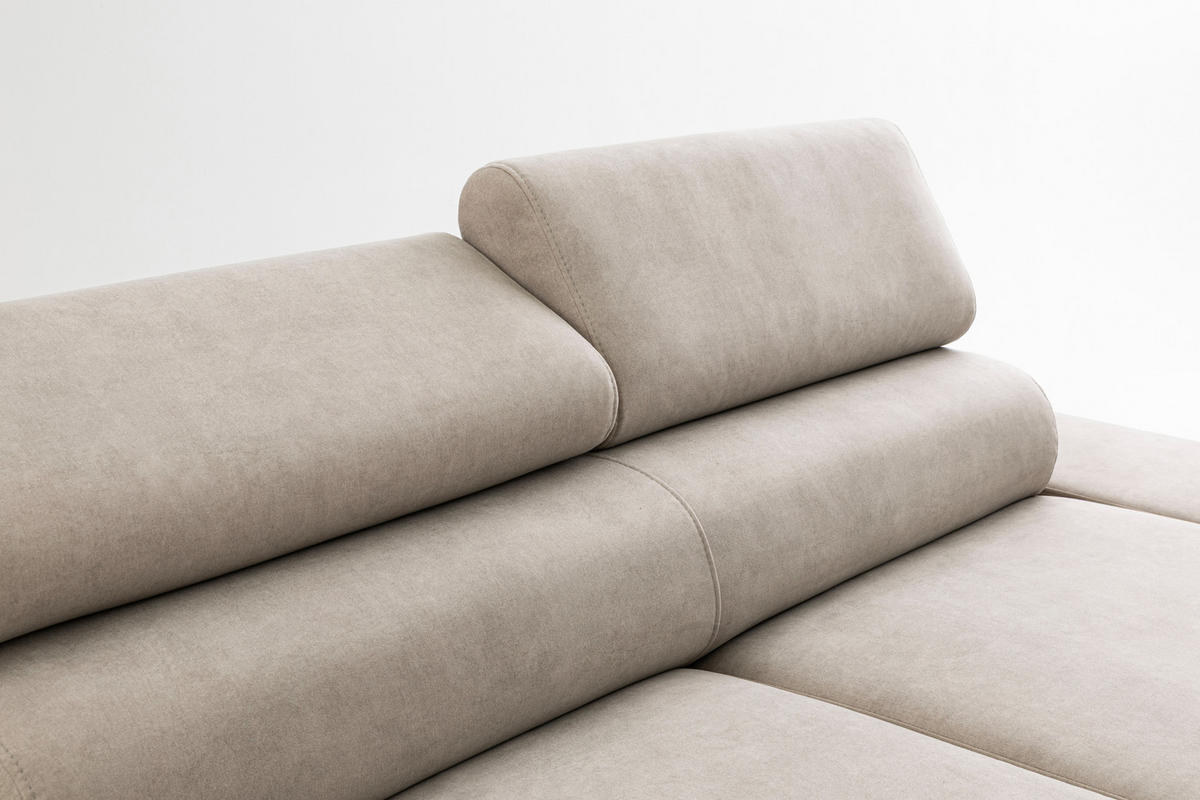 2-SITZER-SOFA PRIAM 206 cm Velours Creme - Creme/Schwarz, Holz/Textil (206/95/102cm) - Muffo