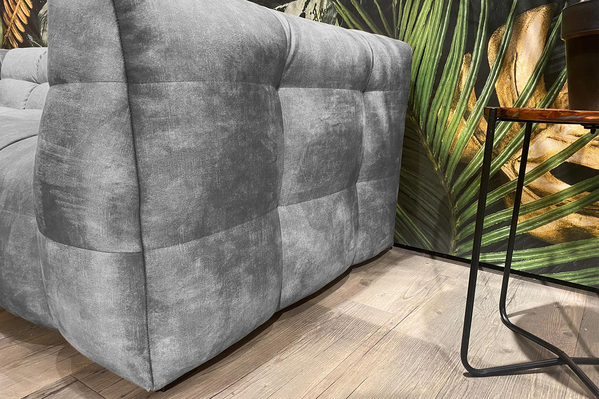 SOFA RIO Hellgrau Velvet - Hellgrau/Schwarz, Textil (207/68/105cm) - KAWOLA