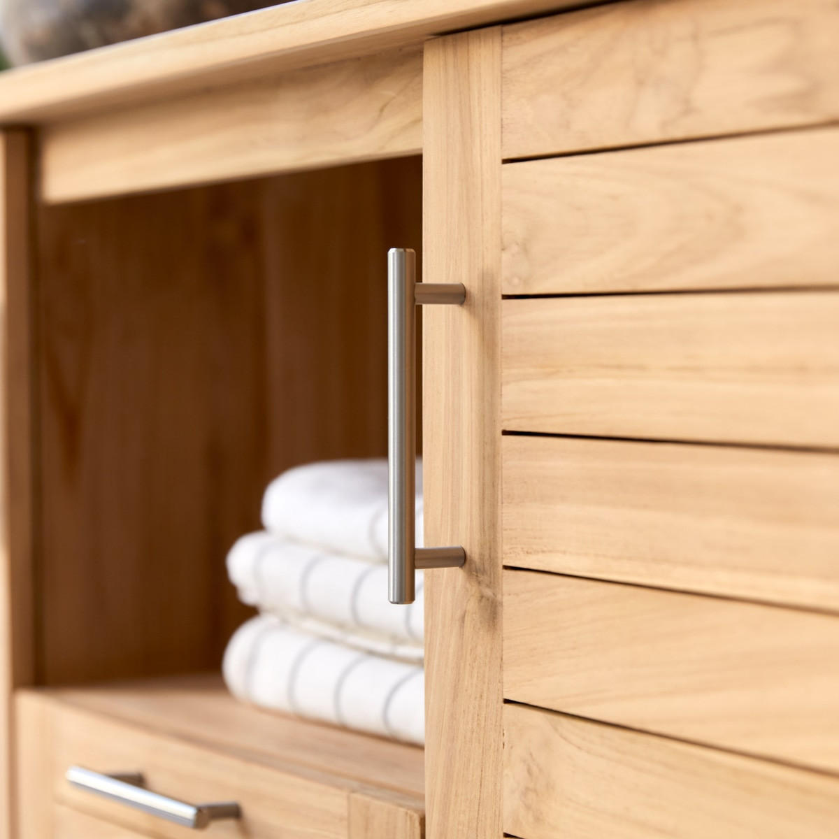 WASCHTISCHUNTERSCHRANK Soho Natur aus Teak - Naturfarben, Holz (125/75/55cm) - Tikamoon