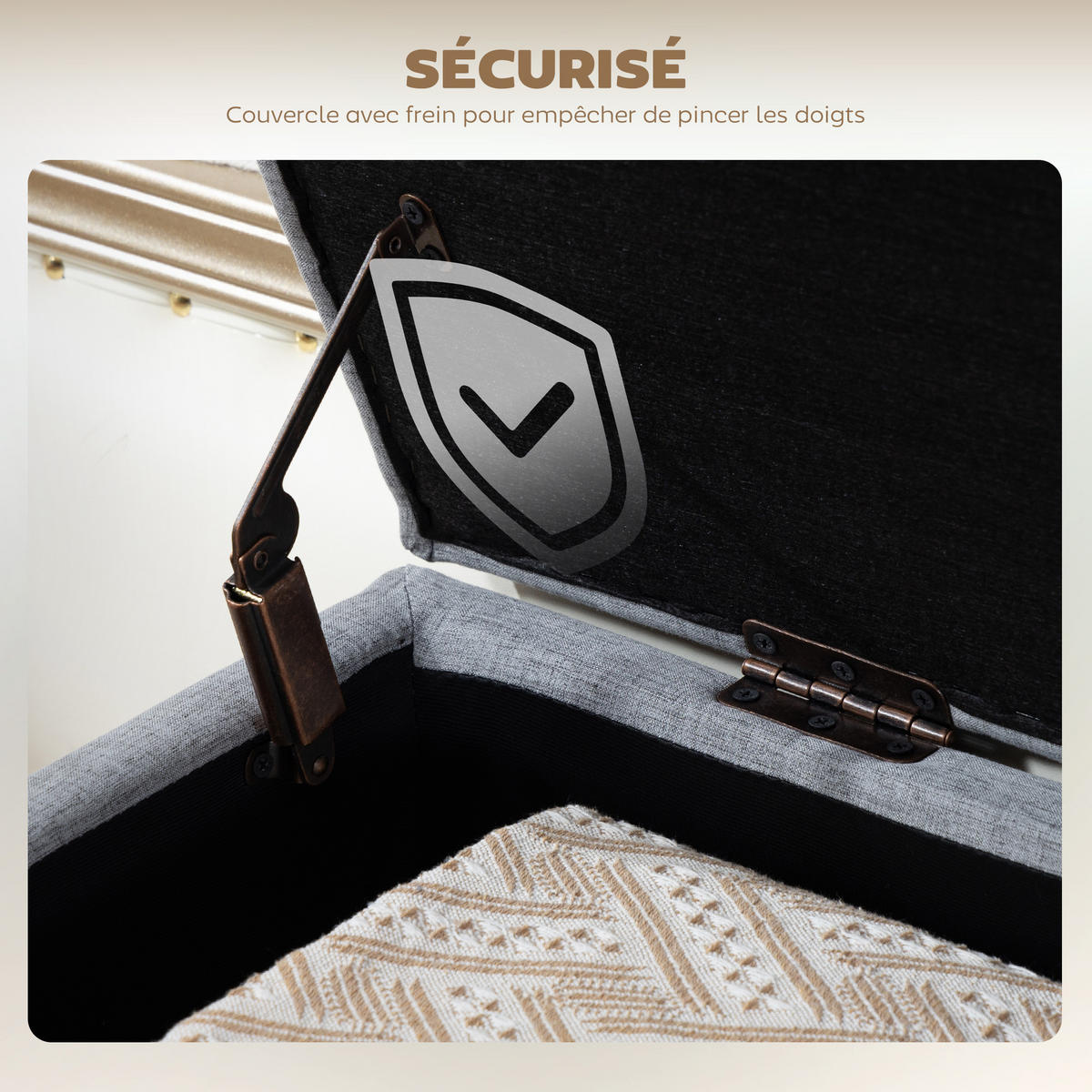 TRUHENBANK DE-16445 skandinavisch mit abnehmbarem Deckel Grau - Grau, Textil (110/45/39cm) - ComfortXL