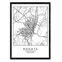 POSTER Bogota Stadtkarte – Nordisch A4 Schwarzer Rahmen - Schwarz, Papier (29.7/5/21cm) - Nacnic