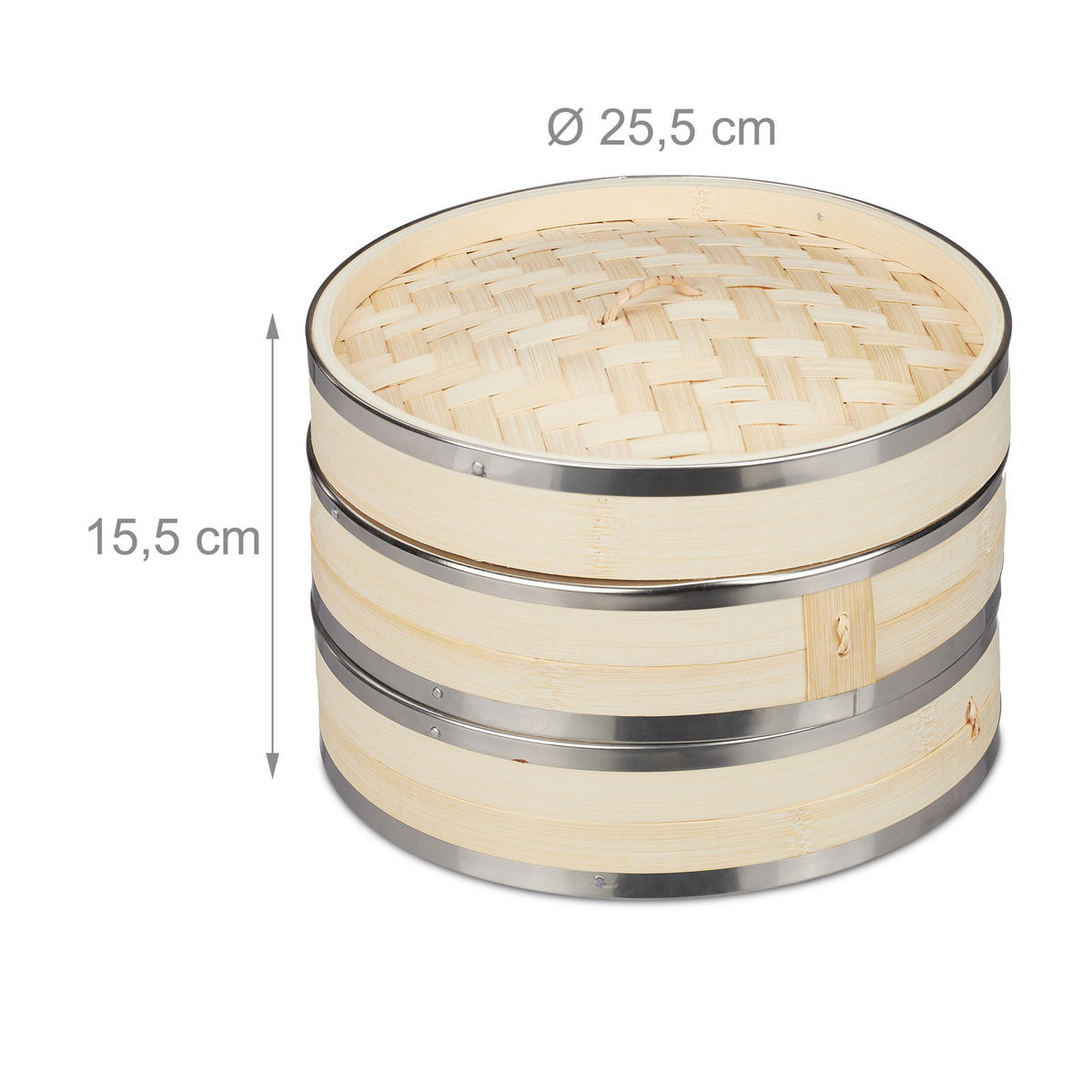 BAMBUS-DAMPFGARER - Hellbraun, Holz/Metall (25.5/25.5/15.5cm) - Relaxdays