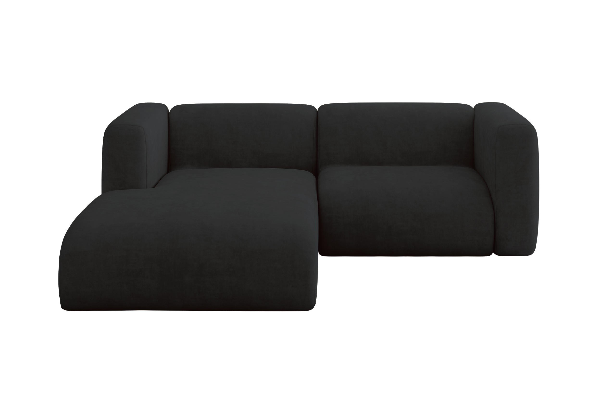 ECKSOFA Ottomane Links MIRA-L1 227x179x89 Schwarz Velours - Anthrazit/Schwarz, Holzwerkstoff/Kunststoff (227/179cm) - ALTDECOR