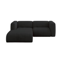 ECKSOFA Ottomane Links MIRA-L1 227x179x89 Schwarz Velours - Anthrazit/Schwarz, Holzwerkstoff/Kunststoff (227/179cm) - ALTDECOR