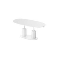 COUCHTISCH Weiß Hochglanz oval ausziehbar höhenverstellbar - Weiß Hochglanz, Holzwerkstoff (80/130/54cm) - designimpex