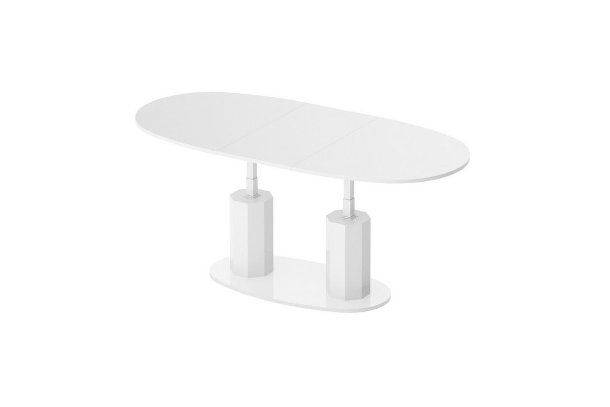 COUCHTISCH Weiß Hochglanz oval ausziehbar höhenverstellbar - Weiß Hochglanz, Holzwerkstoff (80/130/54cm) - designimpex