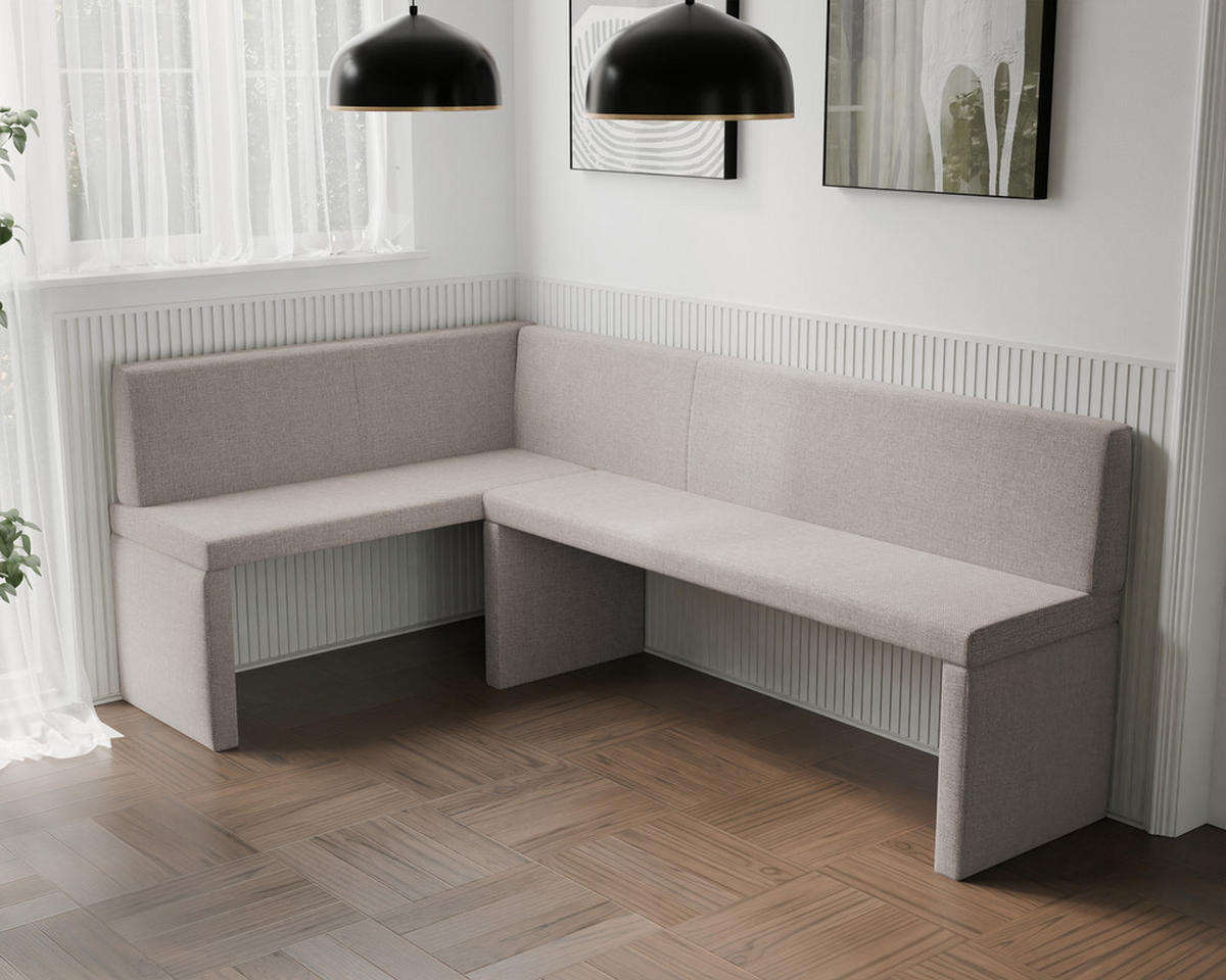 ECKBANK links OWEN Webstoff, 142/196 cm Creme - Creme, Holz/Textil (142/196cm) - Idohome