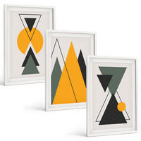 BILDER SET 3er Set - 40x60 cm Weißer Rahmen - Abstrakte geometrische Formen - Weiß, Kunststoff (40/60cm) - TULUP