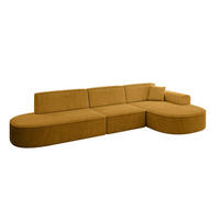 ECKSOFA Ottomane Rechts MARI-L2 - 317x163x73,5 cm Senfgelb Cord - Gelb/Schwarz, Holzwerkstoff/Kunststoff (317/163cm) - ALTDECOR