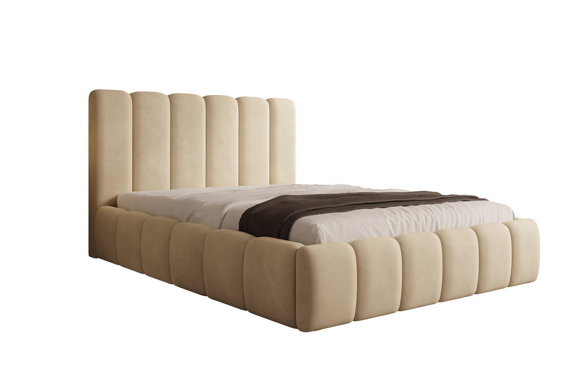 POLSTERBETT Vilo 160x200 mit Bettkasten und Stabilem Metallgestell - Beige, Textil (160/200cm) - Storez24