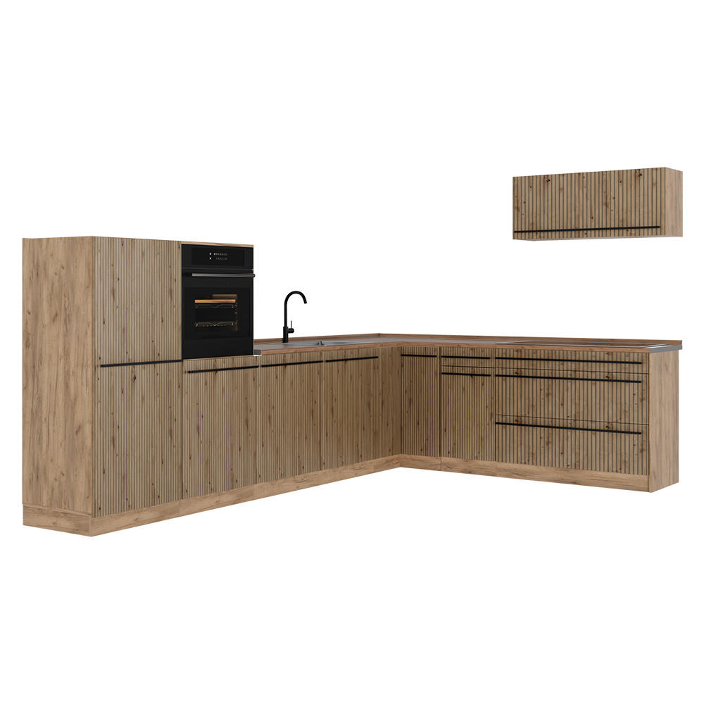 Vicco Eckküche Eiche Artisan, Honigeiche 327x143x60 cm