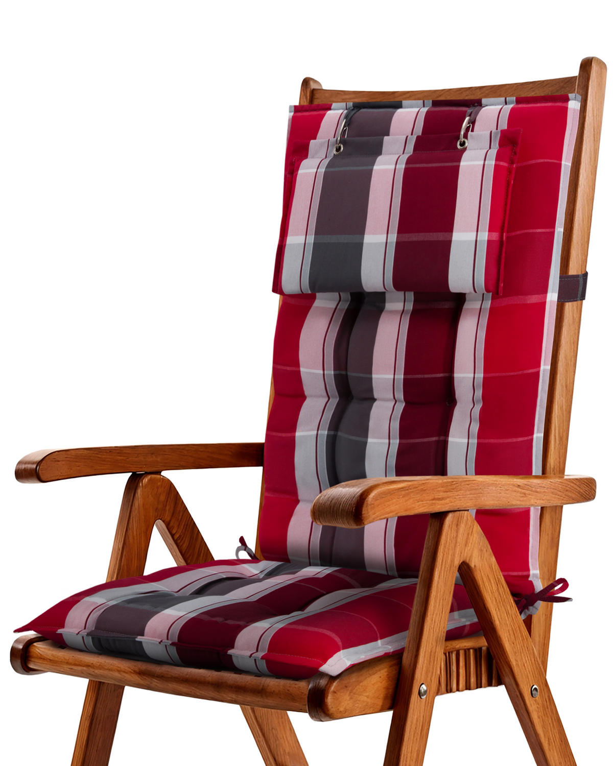 HOCHLEHNERAUFLAGE Sun-HL 119/50/8cm Rot-Anthrazit-Gestreift - Multicolor, Textil (50/8/119cm) - Beautissu 