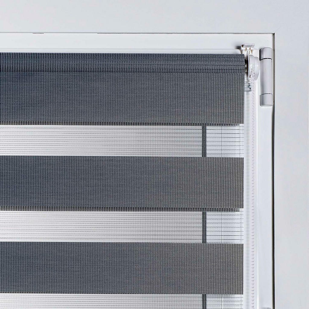Thumbnail - Storesdeco Doppelrollo, Silber, Kunststoff, Uni, Rechteckig, 45x180 cm, CE, Wohntextilien, Rollos & Jalousien, Rollos, D...