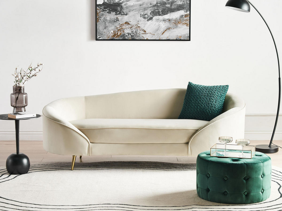 SOFA 3-Sitzer Beige Savar - Beige, Textil (183/75/85cm) - Beliani