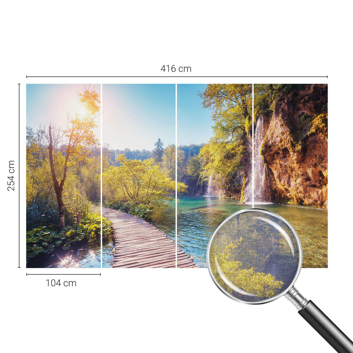 FOTOTAPETE 416x254 cm - Naturlandschaft - Grün, Textil (416/254cm) - Wallfluent