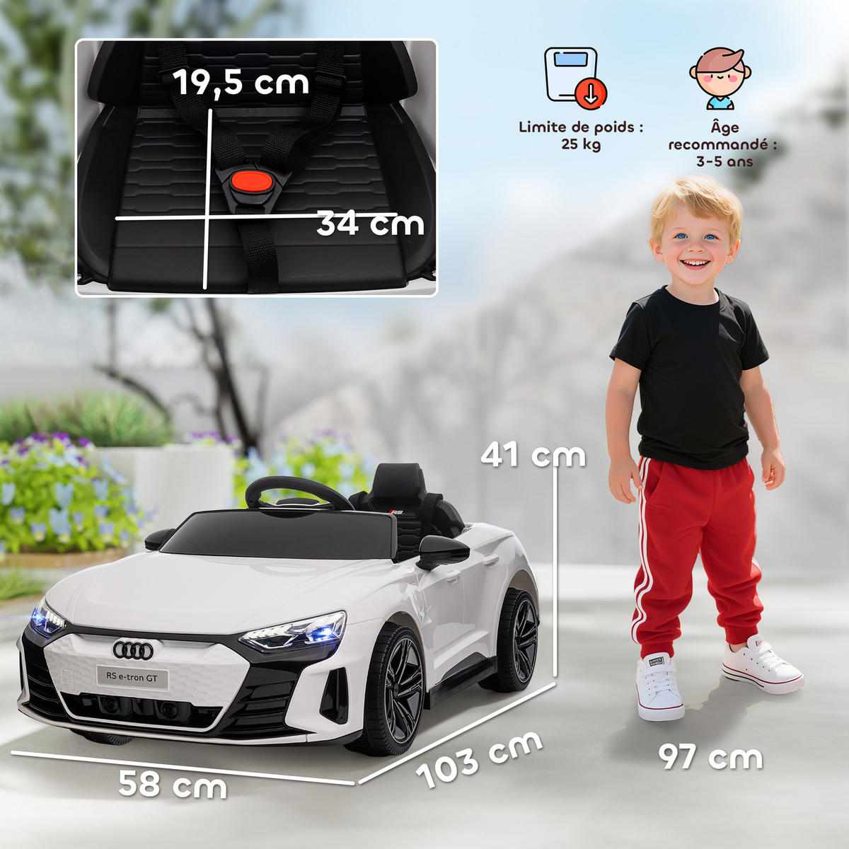 ELEKTRO-KINDERAUTO DE-13009 Fernbedienung Weiß - Weiß, Kunststoff (103/58/41cm) - ComfortXL