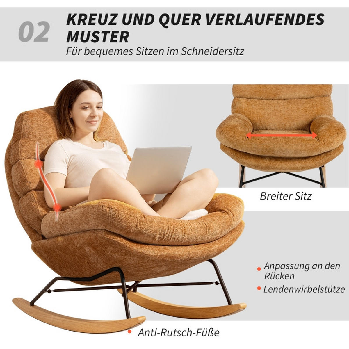 SCHAUKELSTUHL Polyester mit Polsterung, Metallgestell 80/103/91 cm Orange - Orange, Textil (80/91/103cm) - Redom