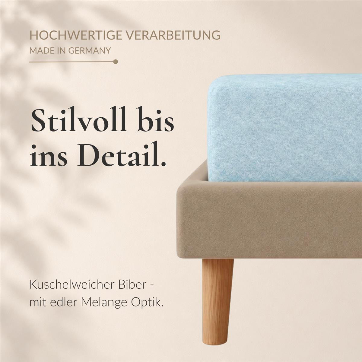 BIBER-SPANNBETTLAKEN 140x200 - 160x200 cm Made in Germany! Warme Winter Flanell Bettlaken aus 100% Baumwolle, Spannbetttuch Hellblau - Hellblau, Textil (140/200cm) - Carpe Sonno
