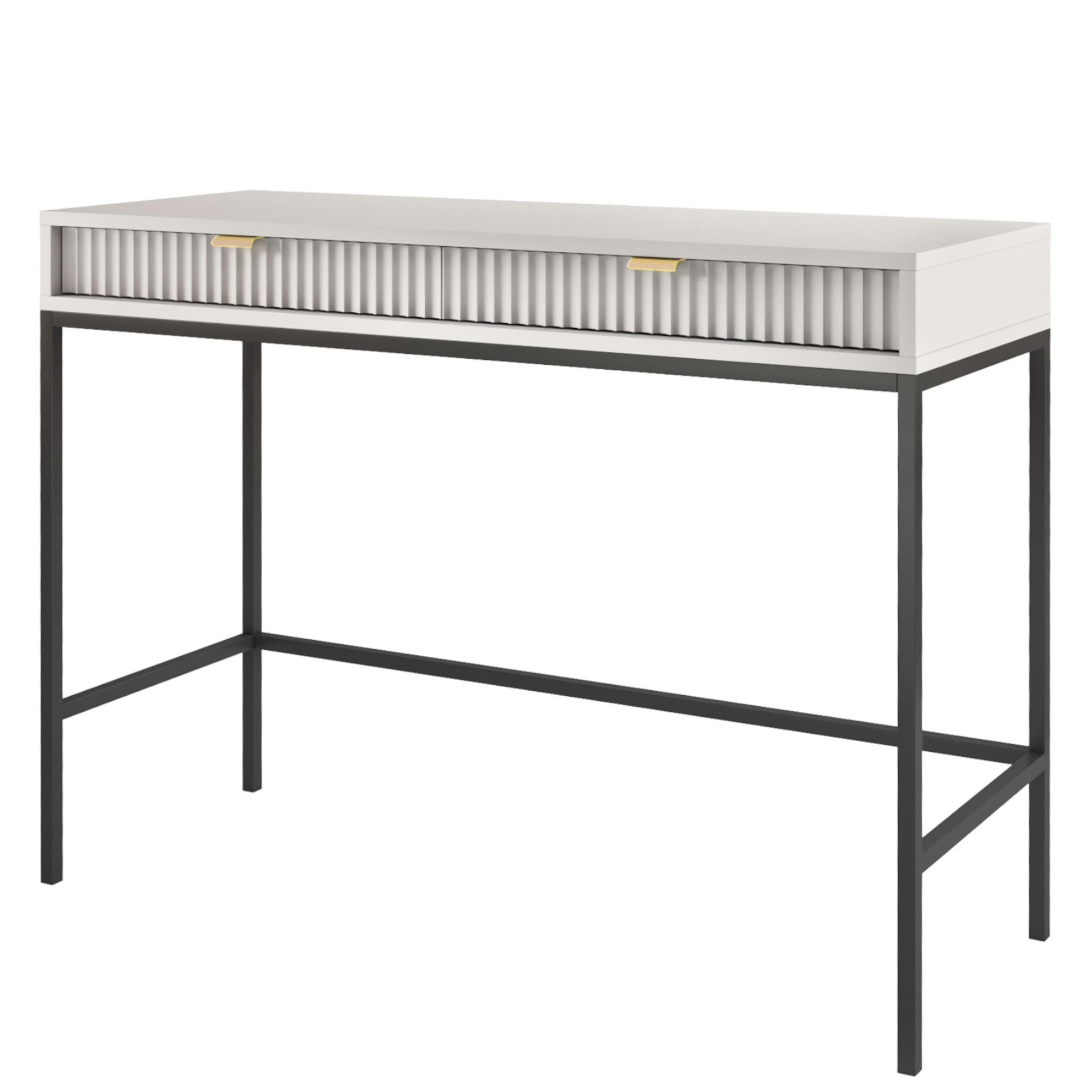 SCHMINKTISCH NANAIMO TOA1-2S Profilierte Fronten, Grau - Grau, Holzwerkstoff/Kunststoff (104/77/50cm) - Komodee