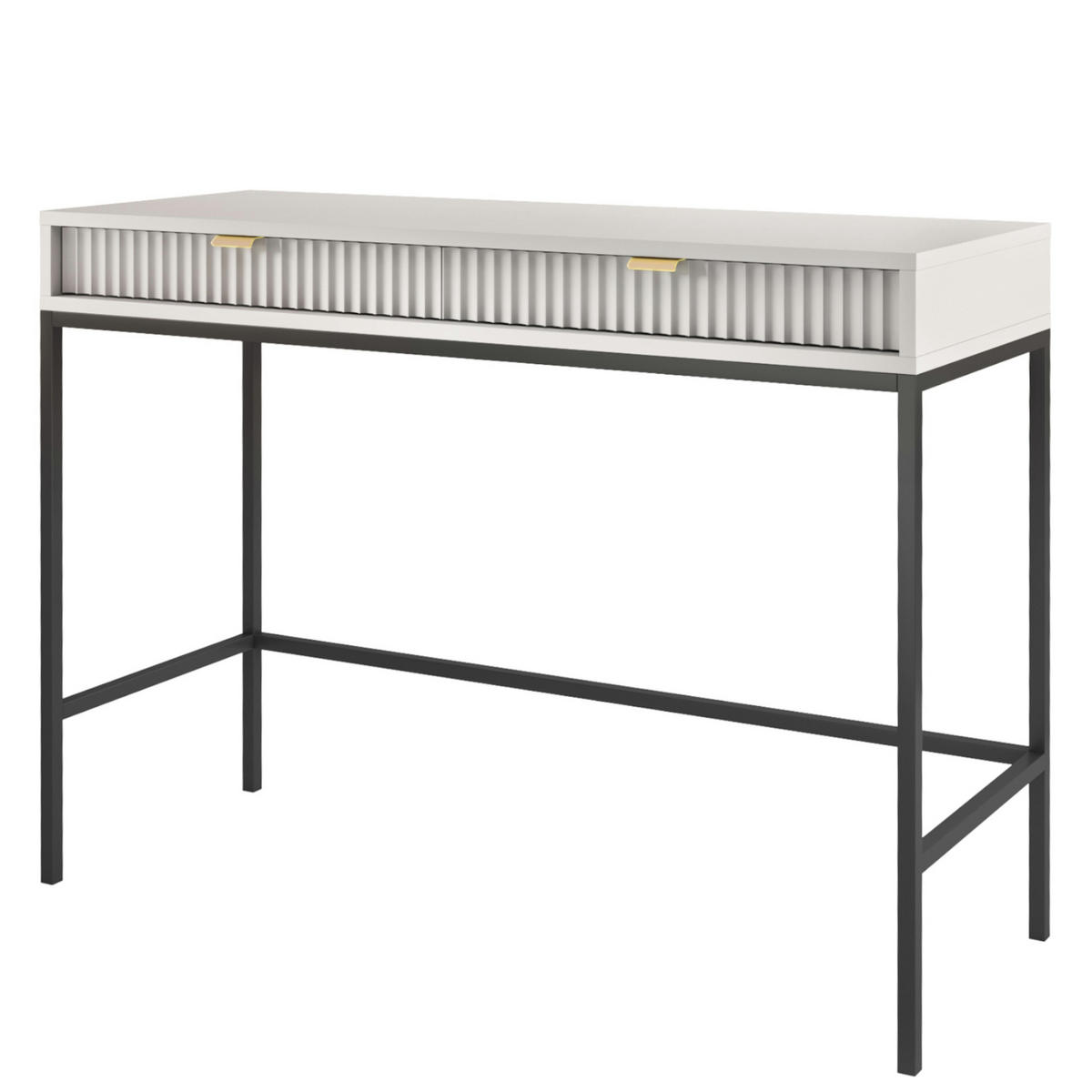 SCHMINKTISCH NANAIMO TOA1-2S Profilierte Fronten, Grau - Grau, Holzwerkstoff/Kunststoff (104/77/50cm) - Komodee