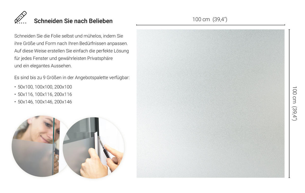 FENSTERFOLIE – 100x100 cm - Transparent, Kunststoff (100/100/0.1cm) - Wallfluent