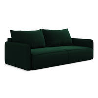 3-SITZER SOFA mit Schlaffunktion Samt Stoff Grün - Dunkelgrün/Schwarz, Kunststoff/Textil (216/86/105cm) - LaMiaSofa