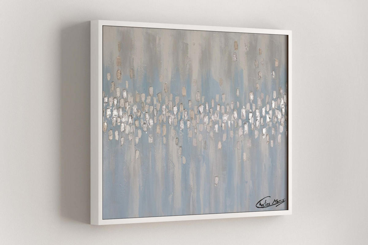 ACRYLBILD HANDGEMALT 100/75 cm - Blau/Beige, Holz/Textil (100/75cm) - KUNSTLOFT