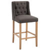 BARHOCKER Cassado, Gestell Antik-hell, Stoff Dunkelgrau - Hellbraun/Dunkelgrau, Holz/Textil (56/100/51cm) - TPFLiving