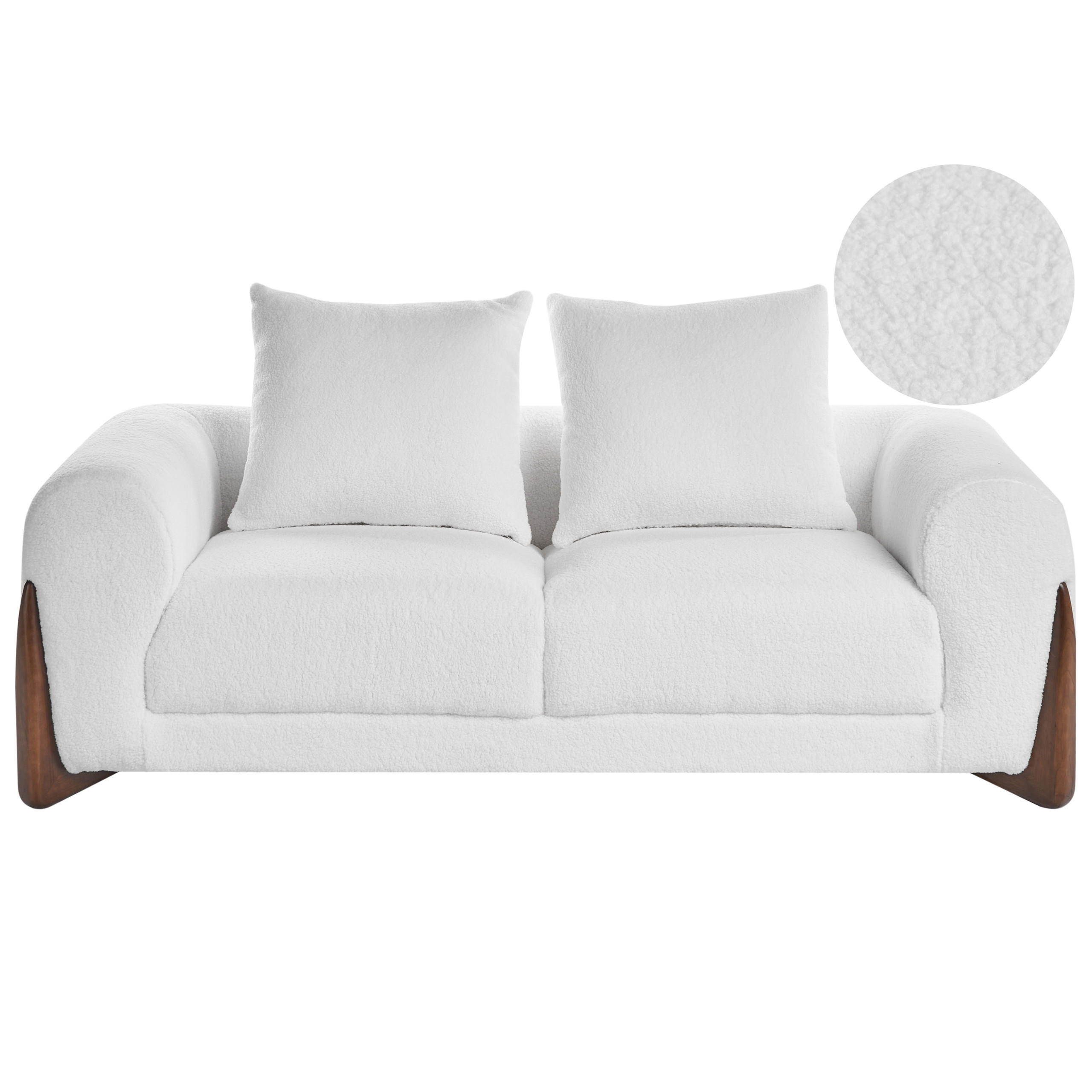 2-SITZER-SOFA Bouclé Weiß Vinliden - Dunkelbraun, Textil (180/62/87cm) - Beliani