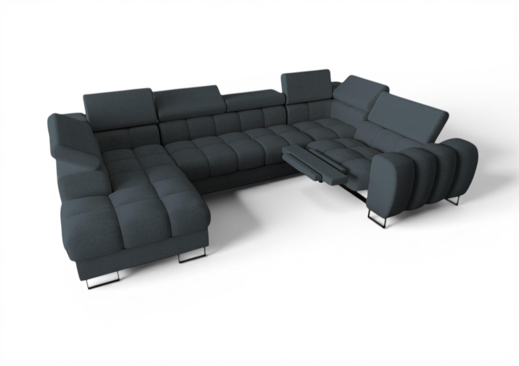 WOHNLANDSCHAFT Bastien Relax - Anthrazit, Holzwerkstoff/Textil (198/95/350cm) - Fun Möbel