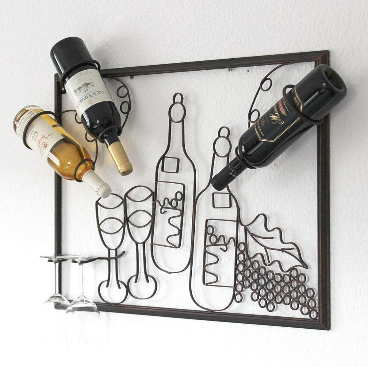 WEINREGAL für die Wand aus Metall 64 cm 91975 - Braun, Metall (64/45/10cm) - DanDiBo