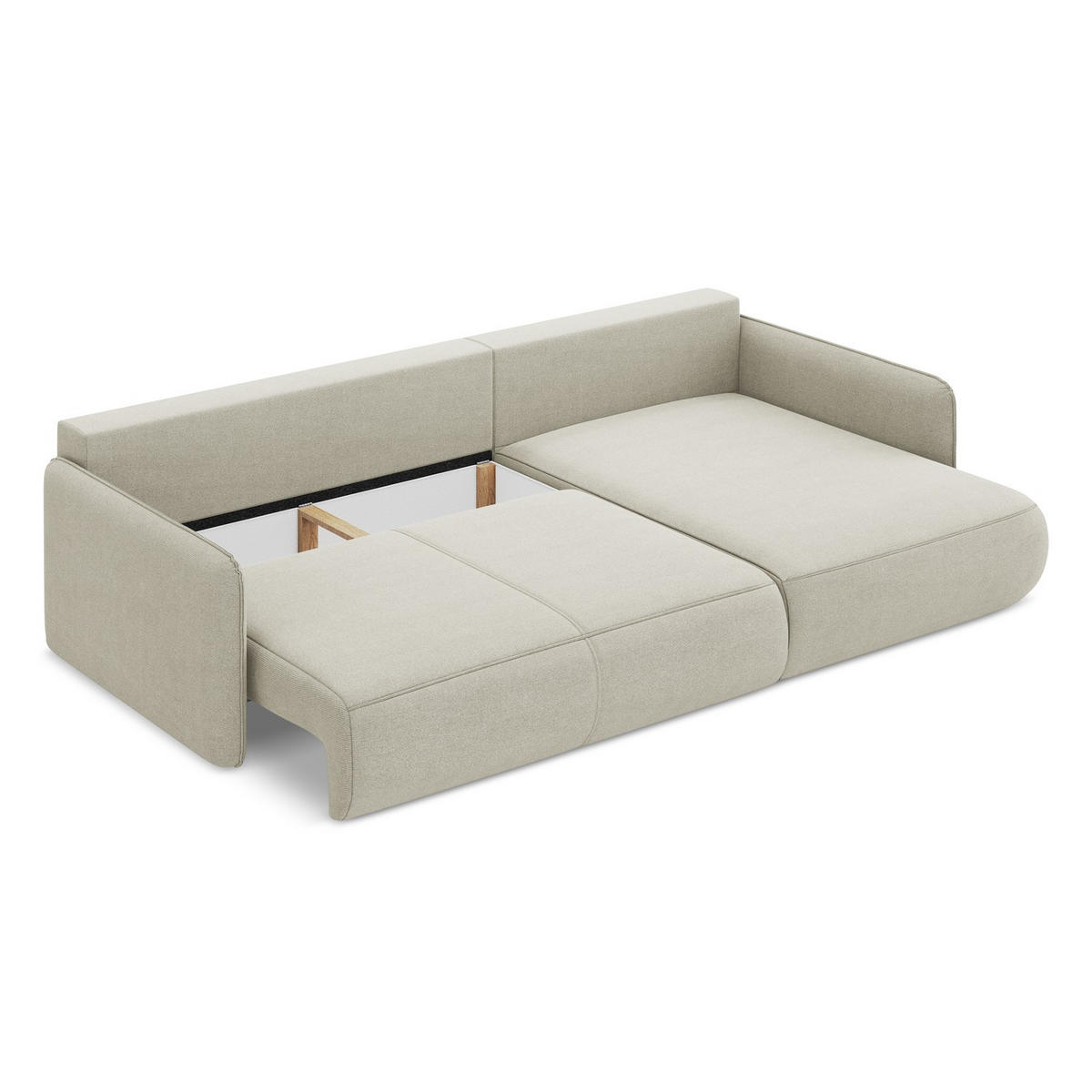 ECKSOFA mit Schlaffunktion Strukturstoff Stoff Beige - Beige/Creme, Kunststoff/Textil (240/148cm) - LaMiaSofa