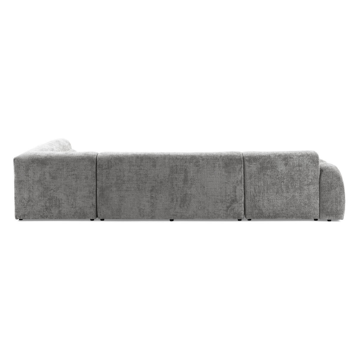 6-SITZER modulares Wohnlandschaft U XXL VEER SET 3 Rechts, 368 x 200 cm, Chenille Webstoff Grau - Schwarz/Grau, Holz/Kunststoff (200/75/368cm) - Muffo