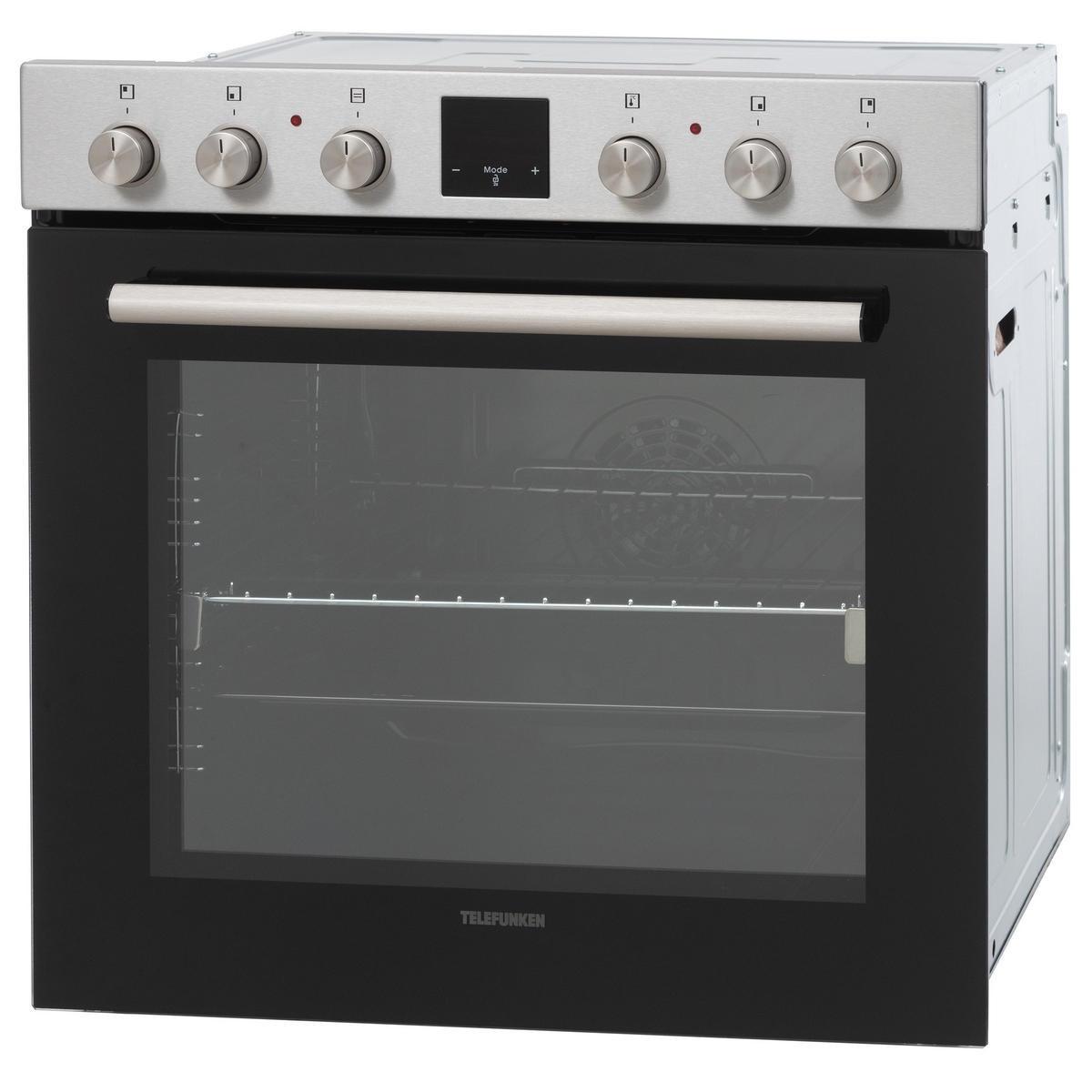 EINBAUHERD-SET, Backofen mit Ober-Unterhitze und Umluft, Glaskeramik-Kochfeld mit 4 Zonen, Teleskopauszug, 78 Liter, 60 cm, B-HS-75-C-I - Edelstahlfarben, Keramik/Metall (59.5/59.5/57cm) - Telefunken