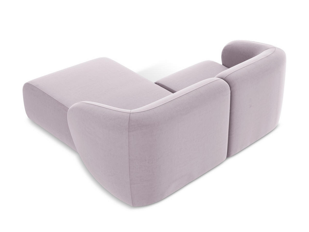 ECKSOFA Rechts Samt Stoff Violett - Flieder/Schwarz, Holzwerkstoff/Kunststoff (178/166cm) - Makamii