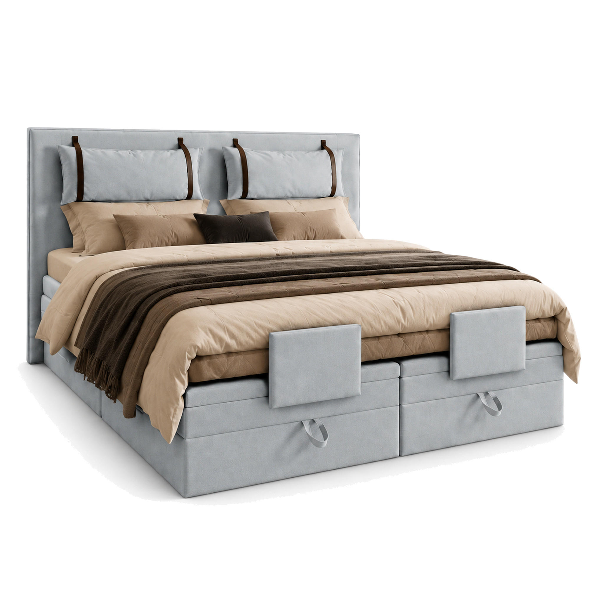 BOXSPRINGBETT 160x200 cm, PORTO, Bett mit elektrisch verstellbarem Lattenrost, Loser Matratze, Grau - Grau, Holz/Kunststoff (160/200cm) - Trada