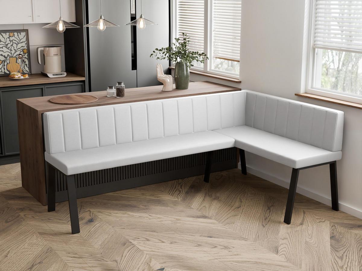 ECKBANK rechts MONO Y Kunstleder gesteppt, 128/168 cm Weiß - Weiß, Kunststoff/Textil (128/168cm) - Idohome