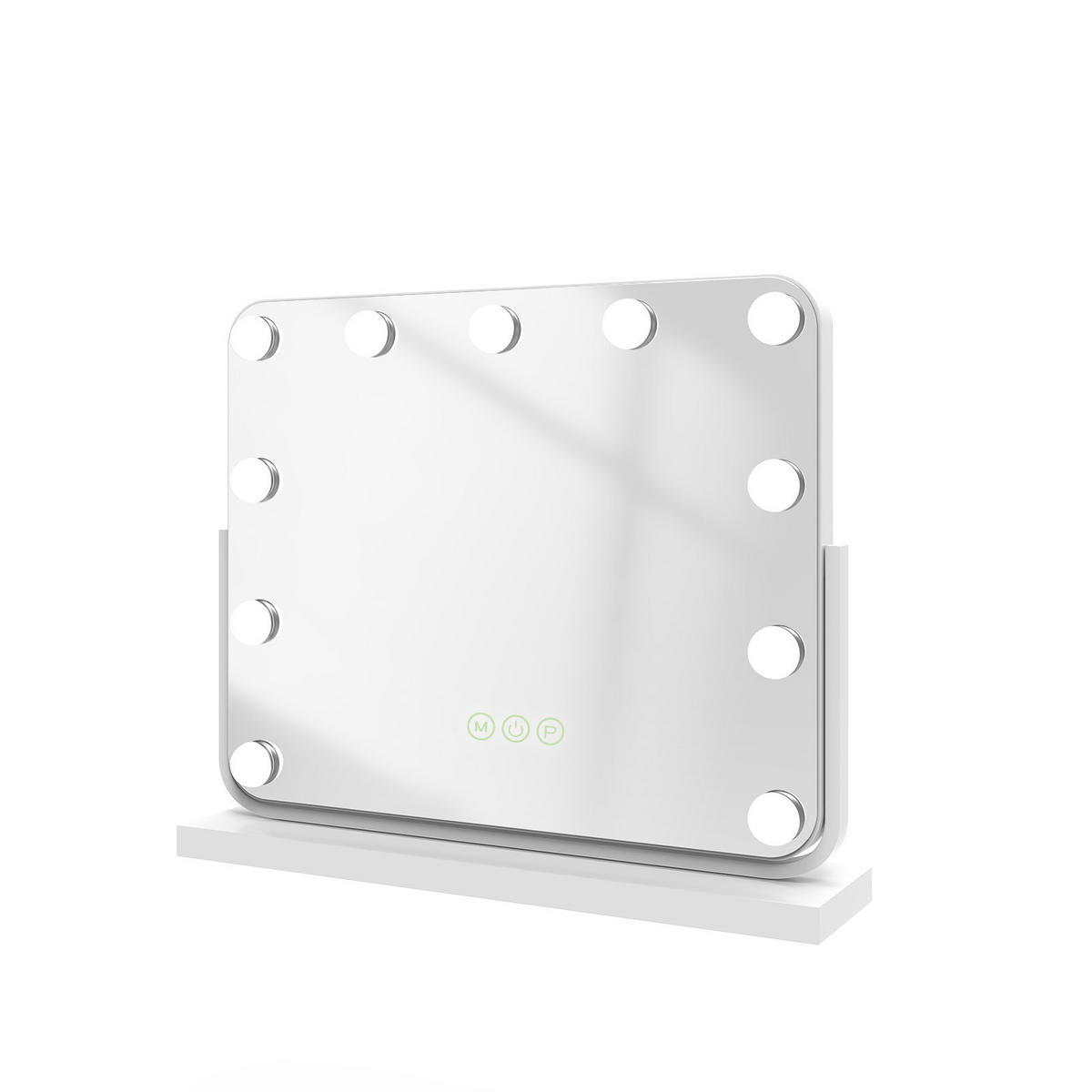 KOSMETIKSPIEGEL mit Beleuchtung, Weiß, 50/42 cm - Weiß, Glas (42/12/50cm) - EMKE