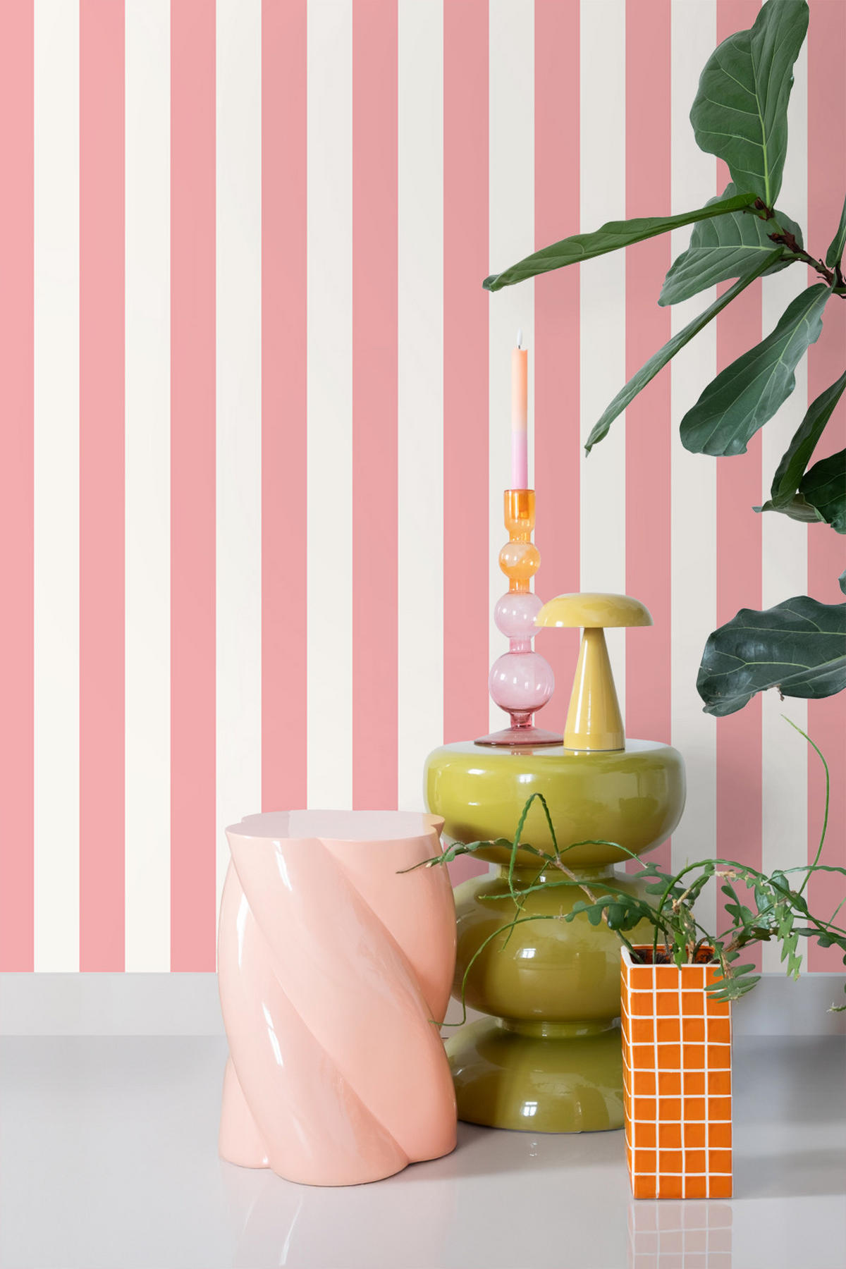 TAPETE Streifen 53 cm x 10.05 m - Pink, Papier (53/1000cm) - ESTAhome